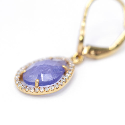 Boucles d'oreilles Pendientes - Boucles d’oreilles en or jaune 18K, tanzanites et diamants 58 Facettes UKA000151CS