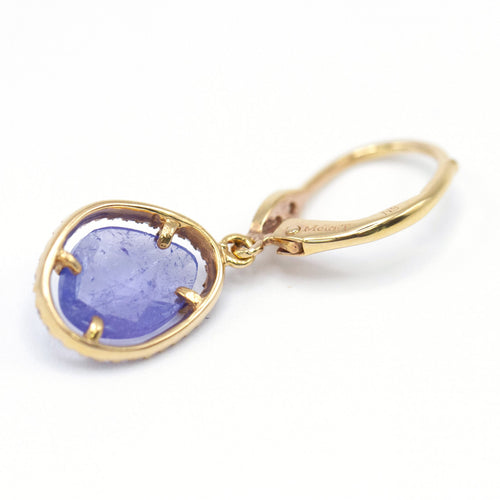 Boucles d'oreilles Pendientes - Boucles d’oreilles en or jaune 18K, tanzanites et diamants 58 Facettes UKA000151CS