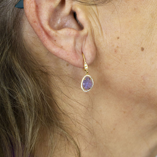 Boucles d'oreilles Pendientes - Boucles d’oreilles en or jaune 18K, tanzanites et diamants 58 Facettes UKA000151CS