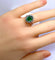 Bague 46 Bague marguerite en or blanc 18 carats, émeraude et diamants 58 Facettes AB693