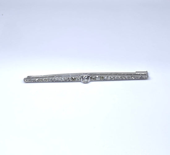 Broche Broche barrette en or blanc 18 carats et platine, diamants, vers 1900 58 Facettes AB692