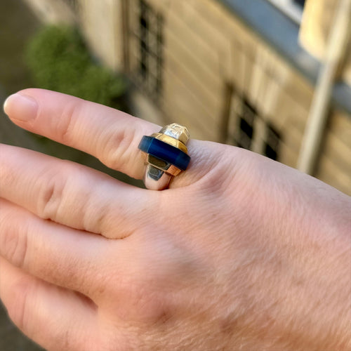 Bague 50 Puiforcat - Bague moderniste en or jaune 18K et argent 925 58 Facettes REF2552-320