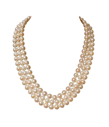 Collier Collier 3 rangs de perles de culture Akoya avec fermoir en or 18K 58 Facettes 935