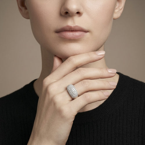 Bague 56 Bague jonc en or gris 18 carats et diamants 3,5 ct 58 Facettes OC-61E00525