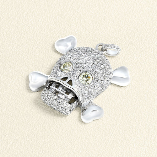 Pendentif Vanité - Pendentif crâne en or blanc et diamants 58 Facettes OC-64700234