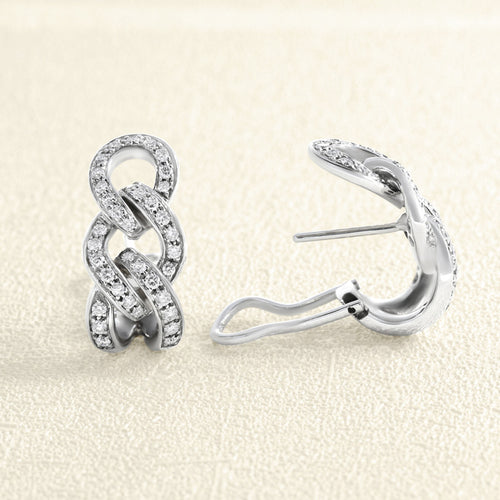 Boucles d'oreilles Crivelli - Boucles d’oreilles entrelacées en or blanc et diamants 58 Facettes 66300073