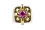 Bague 52 Bague chevalière au rubis en or jaune 18 carats 58 Facettes BGRUVY151-107