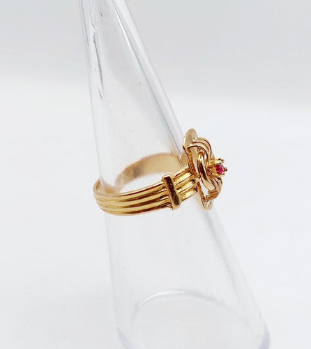 Bague 49.5 Bague chevalière victorienne en or rose 18k et rubis (circa 1890) 58 Facettes A06917
