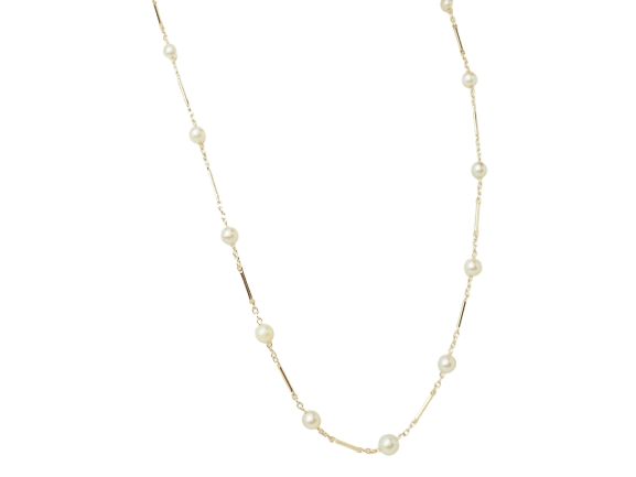 Collier Collier en or jaune à perles – boules alternées par des barres 58 Facettes 33659