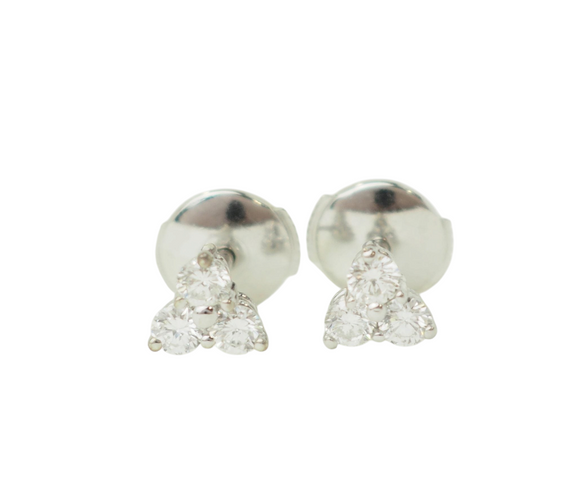 Boucles d'oreilles Boucles d’oreilles en or blanc 18k et diamants trio 58 Facettes 33674