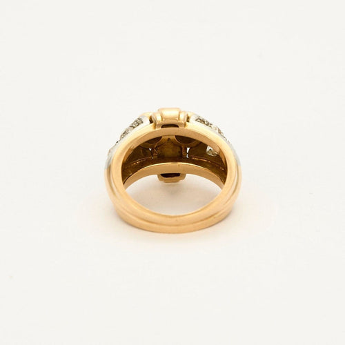 Bague 59.5 Bague Tank en Or Jaune, Platine et 2 Diamants de 0,50ct 58 Facettes CHAL0518