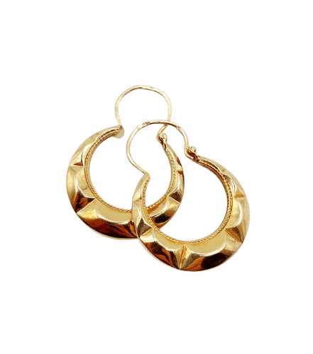 Boucles d'oreilles Créoles vintage - Boucles d'oreilles en or jaune 18k à motifs géométriques 58 Facettes A06930