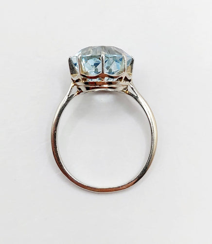 Bague 54 Bague cocktail Art déco en or blanc 18k avec aigue-marine 4,80 ct 58 Facettes A06932