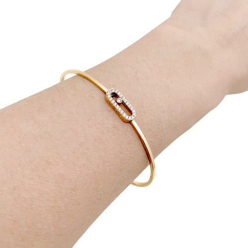 Bracelet Bracelet Messika, "Jonc Flex Pavé Move Uno", or rose et diamants. 58 Facettes 35423