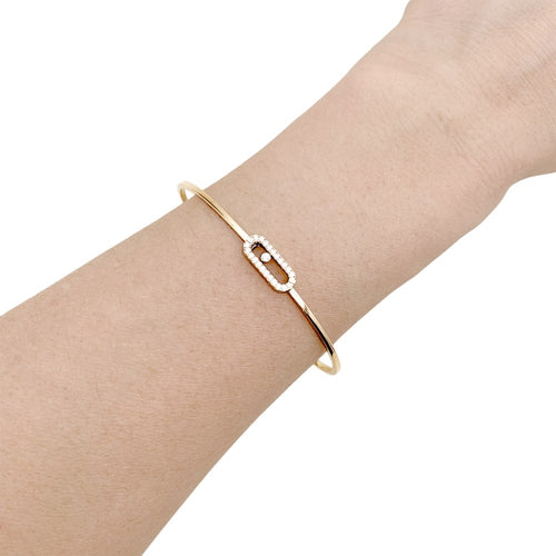 Bracelet Bracelet Messika, "Jonc Flex Pavé Move Uno", or rose et diamants. 58 Facettes 35423