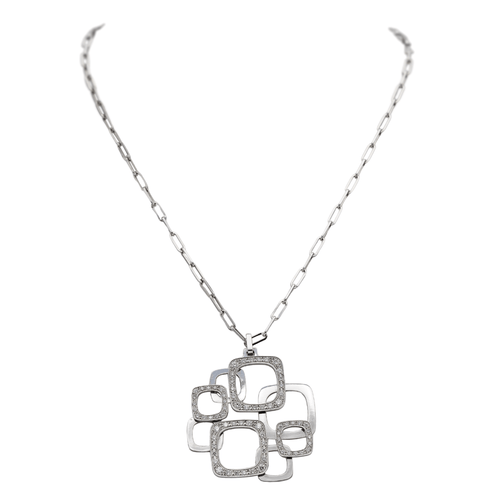 Collier Dinh Van Collier Pendentif Impression Or blanc Diamant 58 Facettes 577667GD