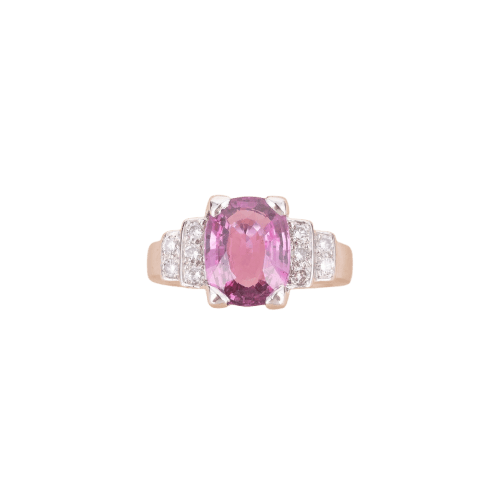 Bague 50 Bague Art déco en or gris et platine, saphir rose et diamants 58 Facettes 794117