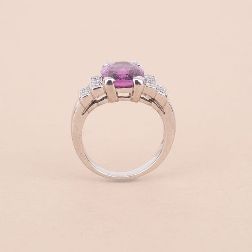 Bague 50 Bague Art déco en or gris et platine, saphir rose et diamants 58 Facettes 794117