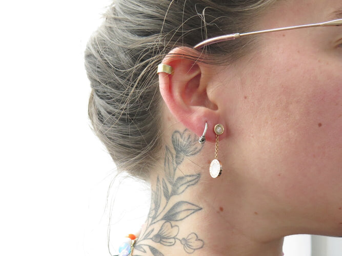 Boucles d'oreilles Bvlgari Bvlgari - Boucles d’oreilles pendantes en or rose 18k, diamants et nacre 58 Facettes 273894