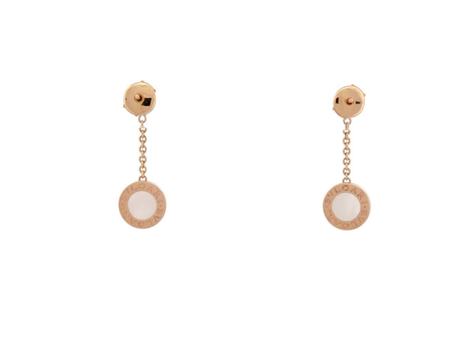 Boucles d'oreilles Bvlgari Bvlgari - Boucles d’oreilles pendantes en or rose 18k, diamants et nacre 58 Facettes 273894