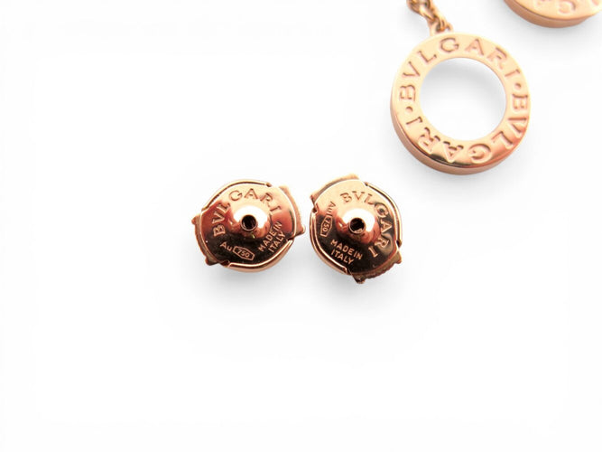 Boucles d'oreilles Bvlgari Bvlgari - Boucles d’oreilles pendantes en or rose 18k, diamants et nacre 58 Facettes 273894