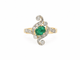 Bague 56 Art Nouveau - Bague en or jaune, émeraude et diamants 58 Facettes 33679
