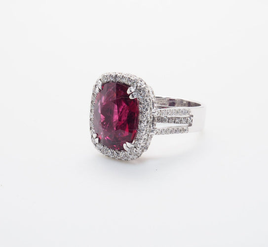 Bague 53.5 Bague en or 18 carats, rubellite et diamants 58 Facettes 5427