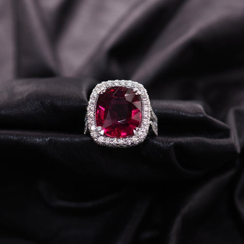 Bague 53.5 Bague en or 18 carats, rubellite et diamants 58 Facettes 5427
