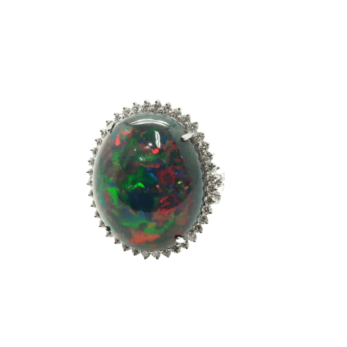 Bague 54 Bague en or 18 carats, opale et diamants 58 Facettes 4803