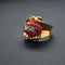 Bague 58 Bague tank - Bague en or jaune 18 carats rubis synthétiques et diamants 58 Facettes 4788