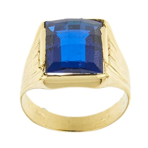 Bague Bague homme chevalière - Zaffir rectangulaire en or jaune 18 ct 58 Facettes 38987