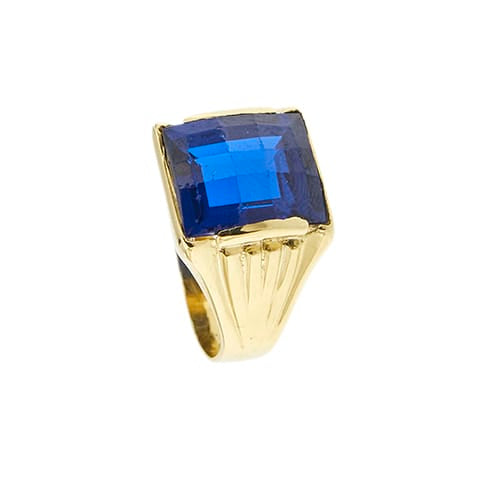Bague Bague homme chevalière - Zaffir rectangulaire en or jaune 18 ct 58 Facettes 38987