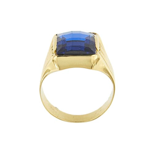 Bague Bague homme chevalière - Zaffir rectangulaire en or jaune 18 ct 58 Facettes 38987