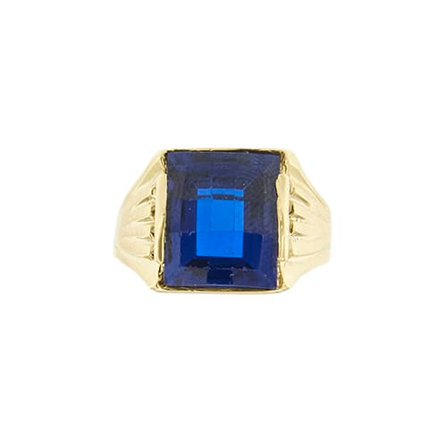 Bague Bague homme chevalière - Zaffir rectangulaire en or jaune 18 ct 58 Facettes 38987
