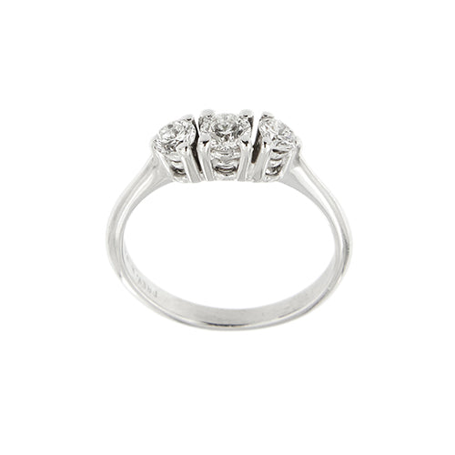 Bague 54 Bague trilogy - Bague en or blanc 18 ct et diamants 0,53 ct 58 Facettes 39024