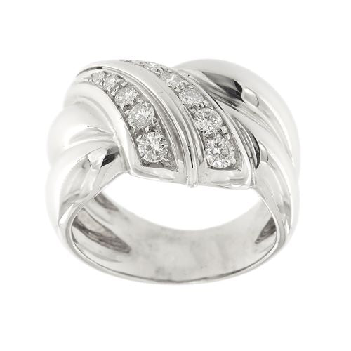 Bague 54 Bague bandeau nœud en or blanc 18 ct et diamants 58 Facettes 29354
