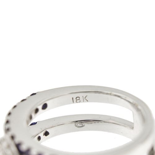 Bague 53 Bague - Double anneau en or blanc 18 ct, saphirs et diamants 58 Facettes 30559