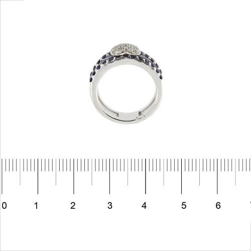 Bague 53 Bague - Double anneau en or blanc 18 ct, saphirs et diamants 58 Facettes 30559
