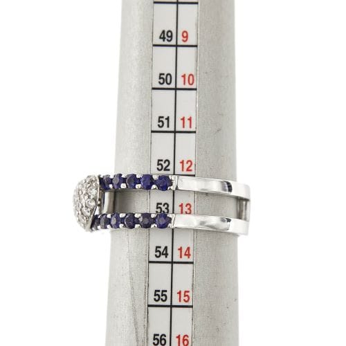 Bague 53 Bague - Double anneau en or blanc 18 ct, saphirs et diamants 58 Facettes 30559