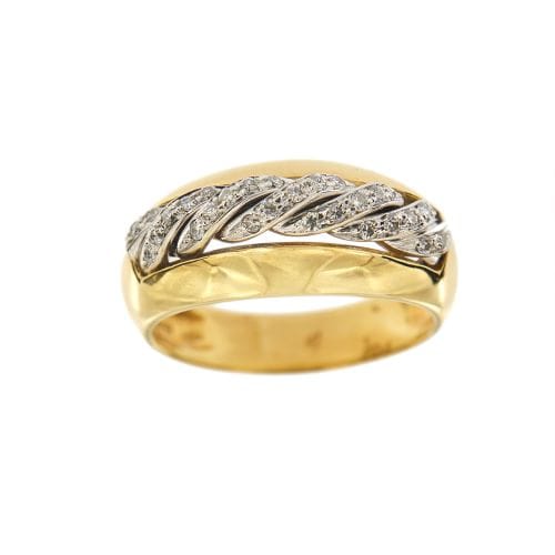 Bague 66 Bague bandeau deux ors 18 ct à diamants 58 Facettes 21797