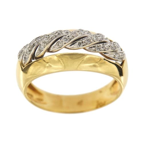 Bague 66 Bague bandeau deux ors 18 ct à diamants 58 Facettes 21797
