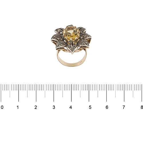 Bague Bague fleur - Citrine et diamants en or rose 18 ct 58 Facettes 35956