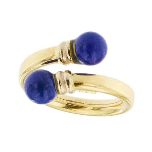 Bague Bague contrarié ouverte en or jaune 18 ct et lapis-lazuli 58 Facettes 28744