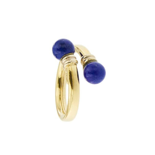 Bague Bague contrarié ouverte en or jaune 18 ct et lapis-lazuli 58 Facettes 28744