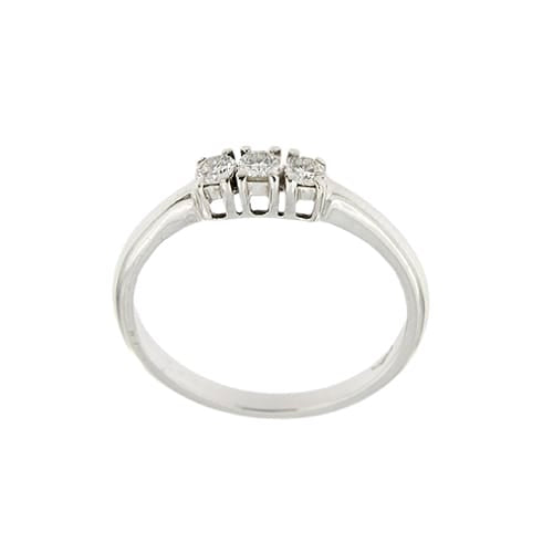 Bague 55 Bague trilogie - Bague en or blanc 18 ct et diamants 0,18 ct 58 Facettes 22500