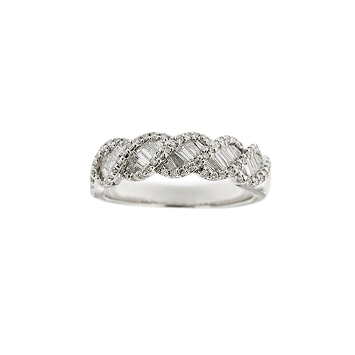 Bague 55 Bague rivière ondulée - Diamants 1,00 ct en or blanc 18 ct 58 Facettes 37816