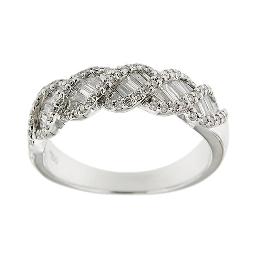 Bague 55 Bague rivière ondulée - Diamants 1,00 ct en or blanc 18 ct 58 Facettes 37816