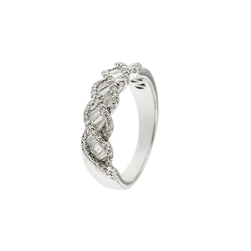 Bague 55 Bague rivière ondulée - Diamants 1,00 ct en or blanc 18 ct 58 Facettes 37816
