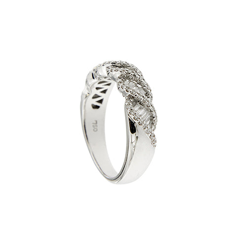 Bague 55 Bague rivière ondulée - Diamants 1,00 ct en or blanc 18 ct 58 Facettes 37816