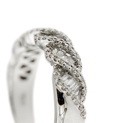 Bague 55 Bague rivière ondulée - Diamants 1,00 ct en or blanc 18 ct 58 Facettes 37816